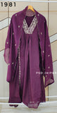 Purple front pleated Mul Chanderi Suit