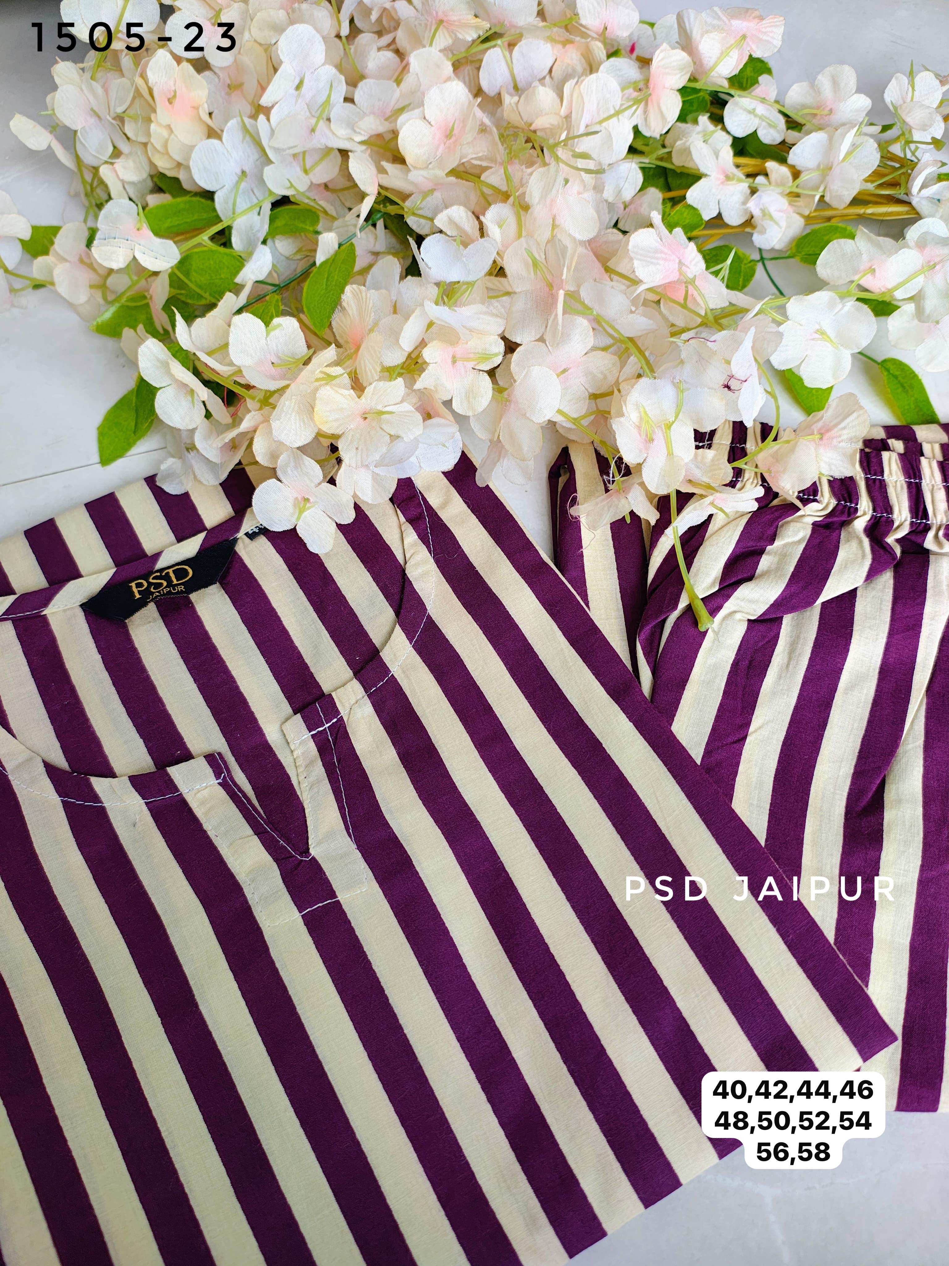 Maroon Stripe Cotton Co-ord set