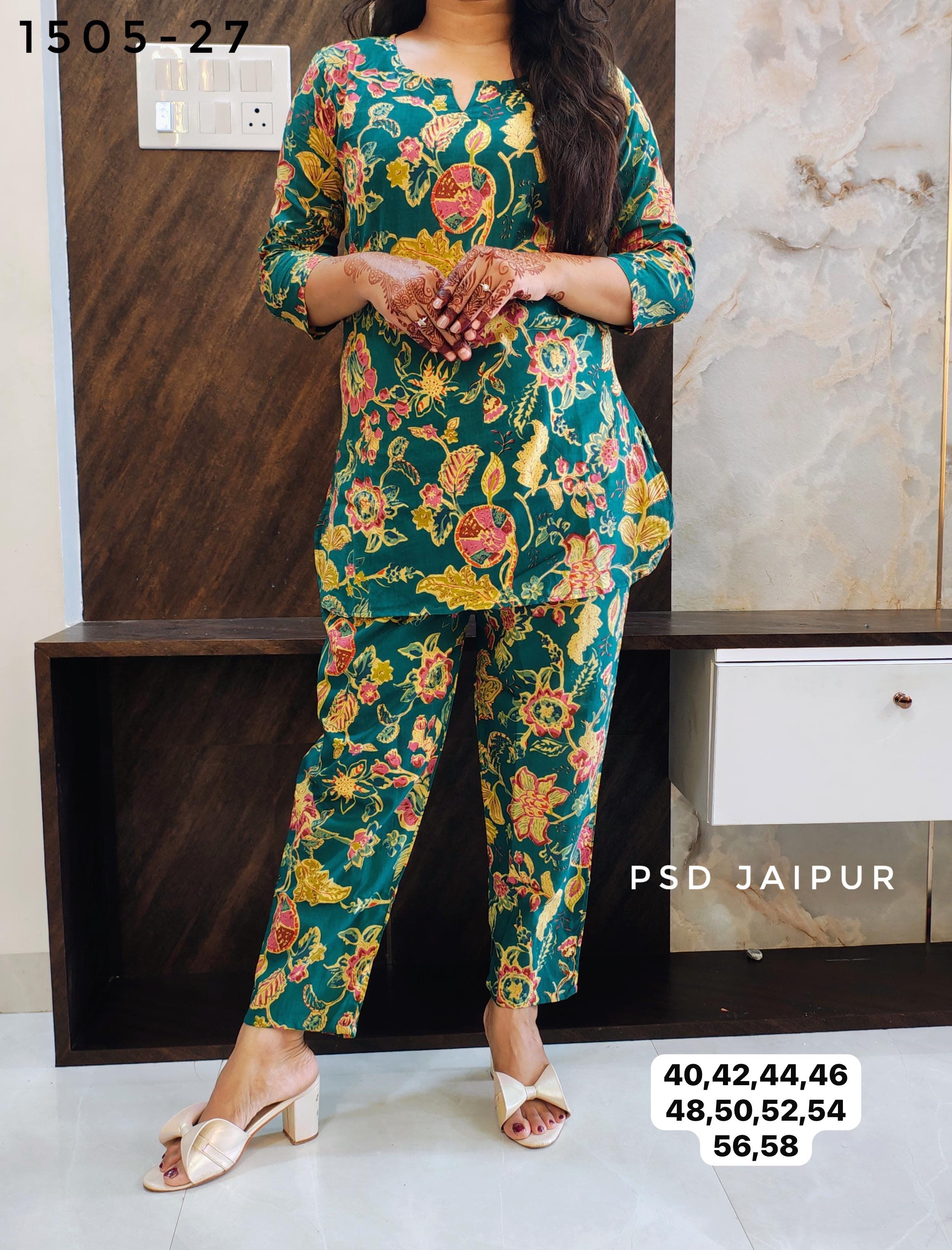 Green Floral Cotton Co-ord set