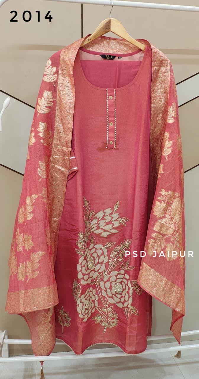 Pink shimmer Silk Suit