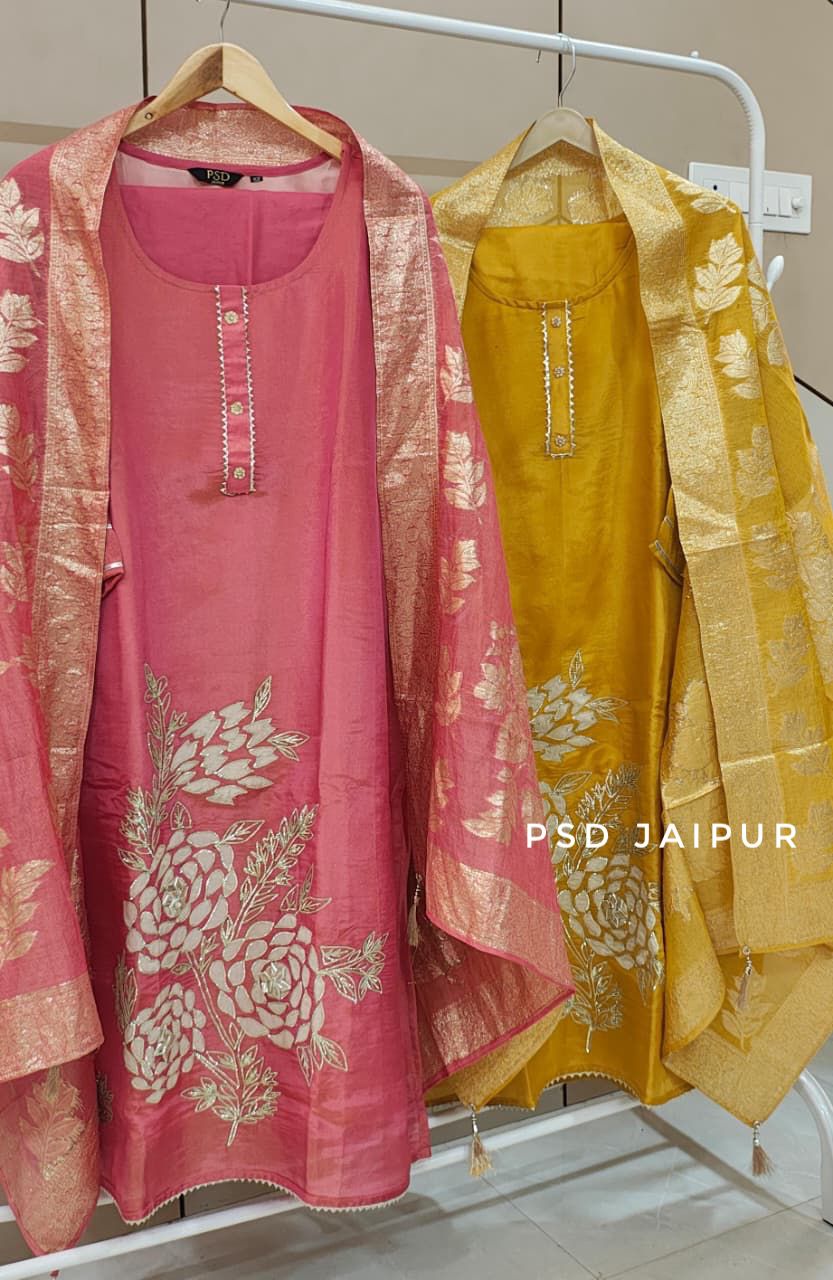 Pink shimmer Silk Suit