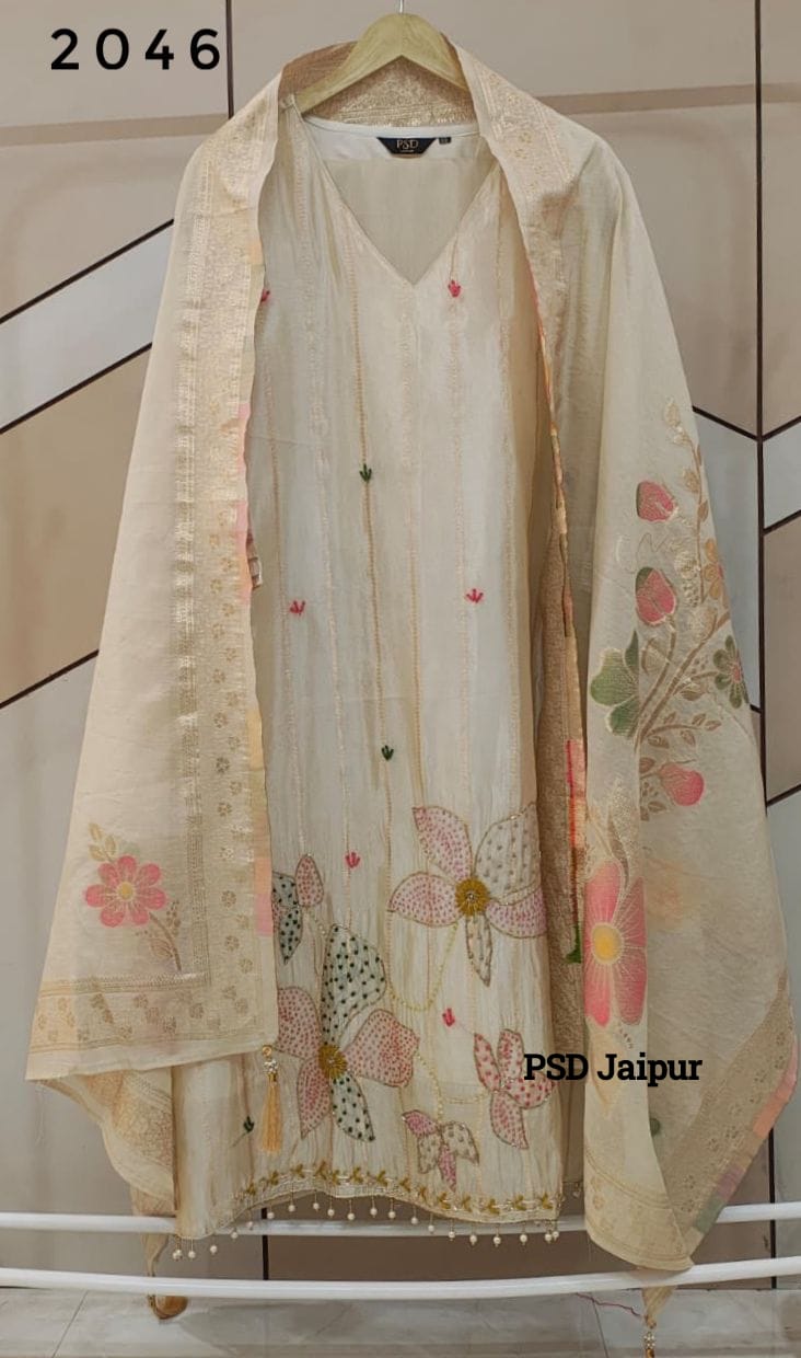 Ivory Tissue Shimmer silk suit