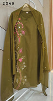 Mehndi Green Embroidery Suit