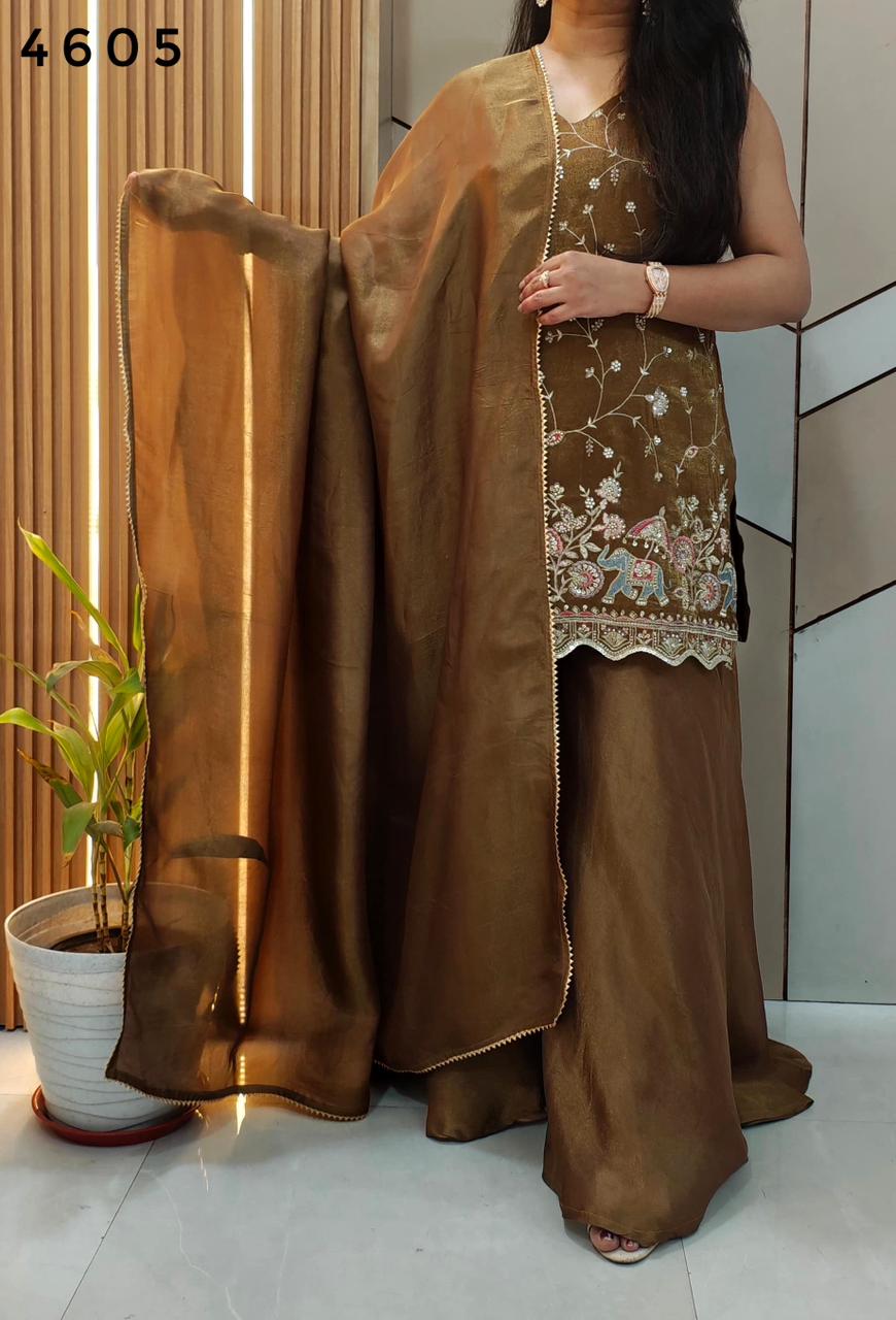 Metallic brown Indo Western
