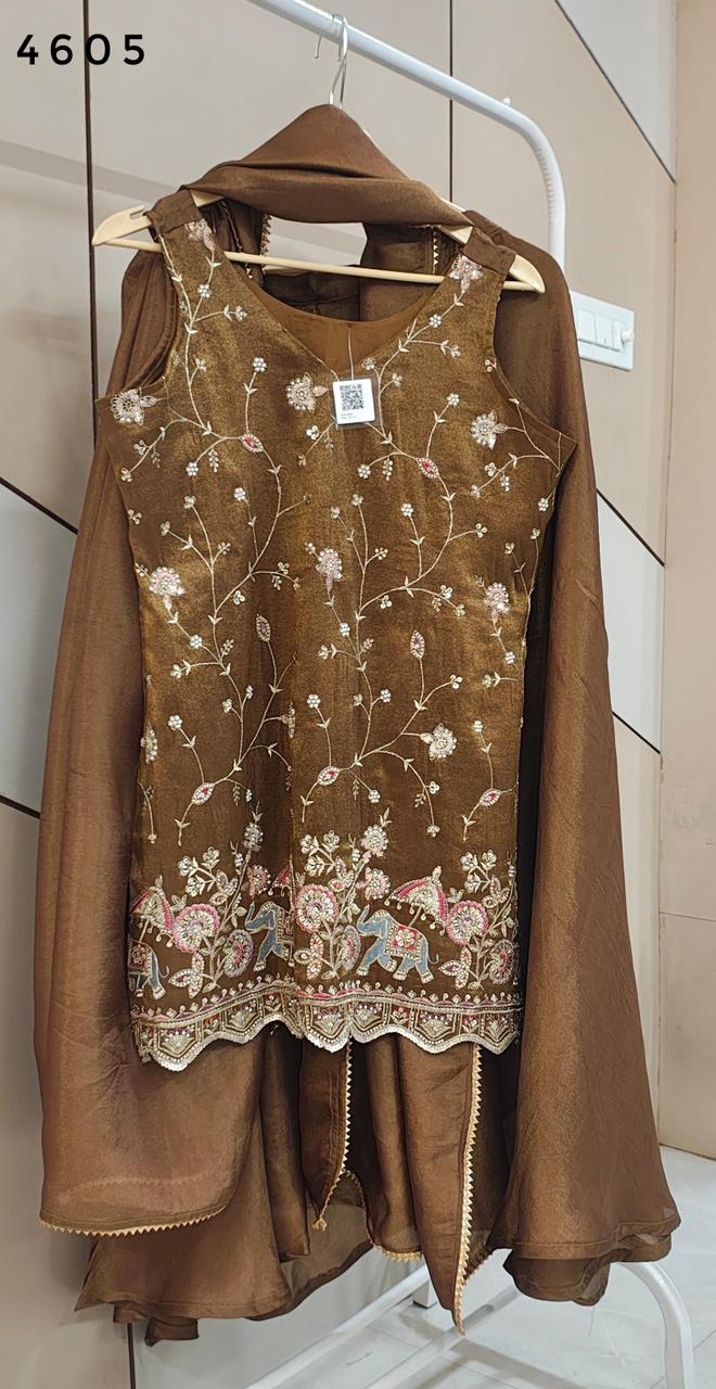 Metallic brown Indo Western