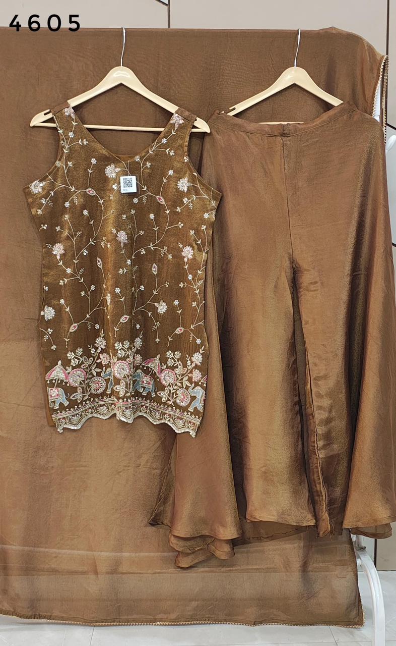 Metallic brown Indo Western