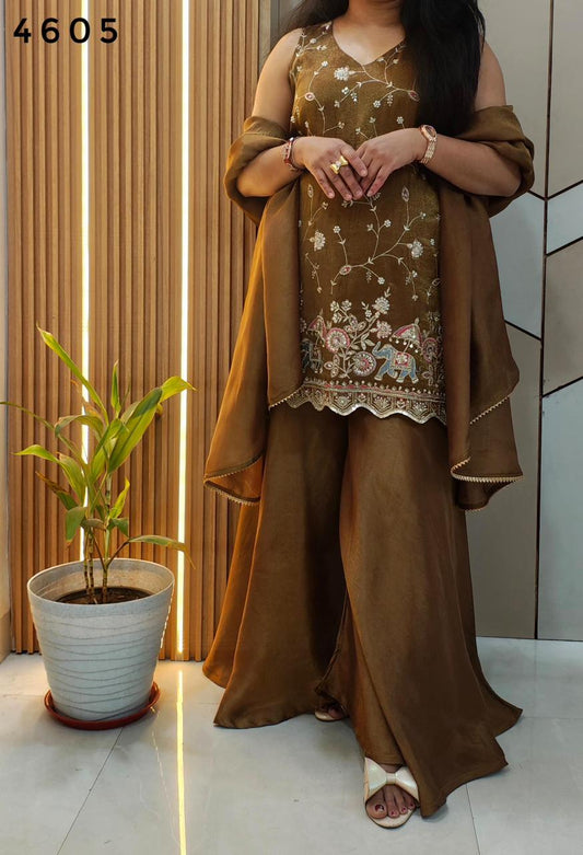 Metallic brown Indo Western