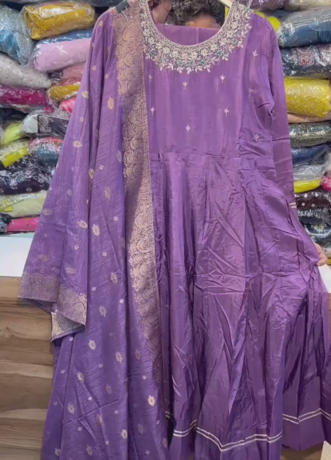 Elegant Lavender Muslin Silk Suit Set