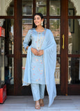 Silk Chanderi Embroidery Suit