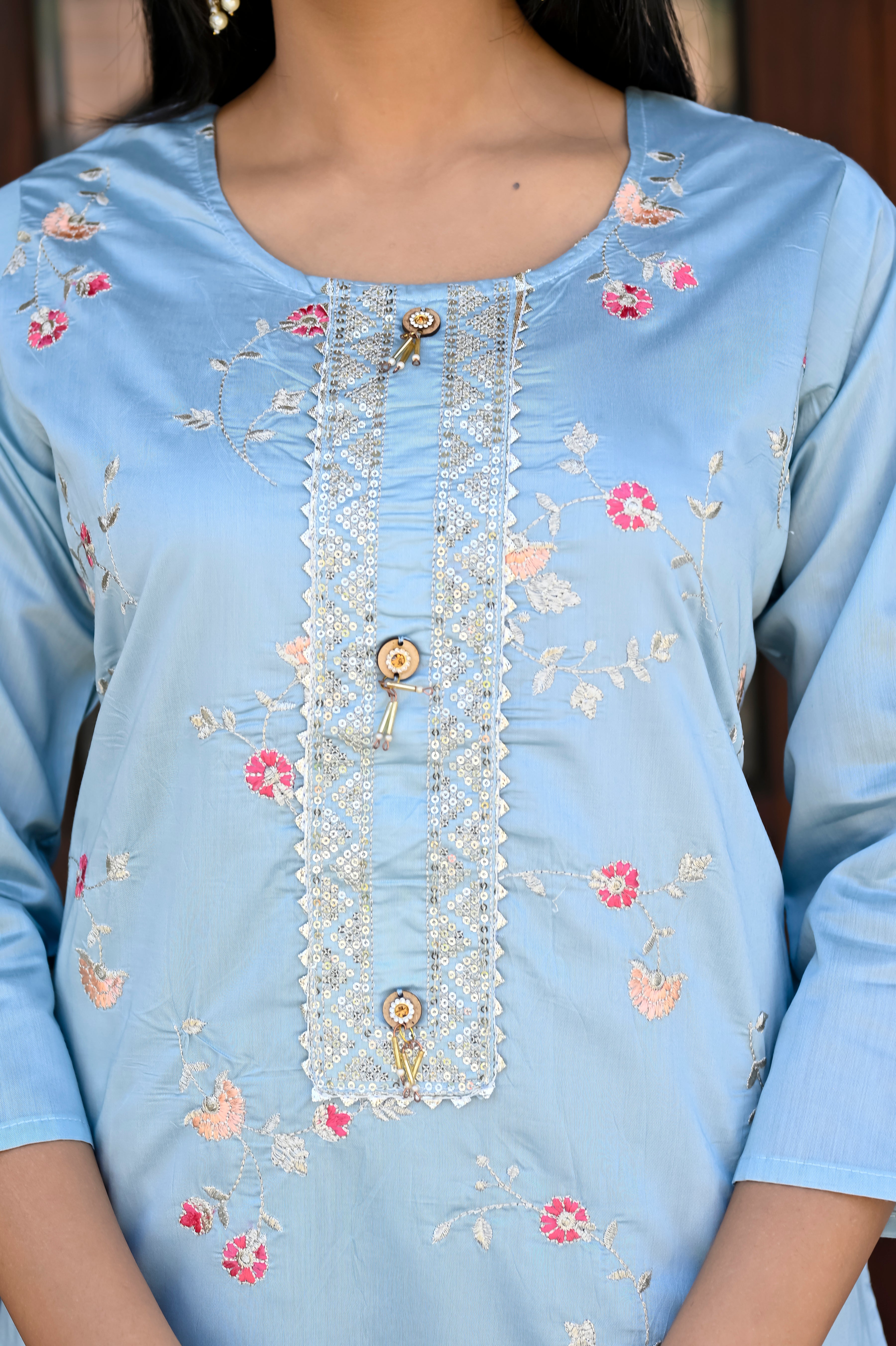 Silk Chanderi Embroidery Suit