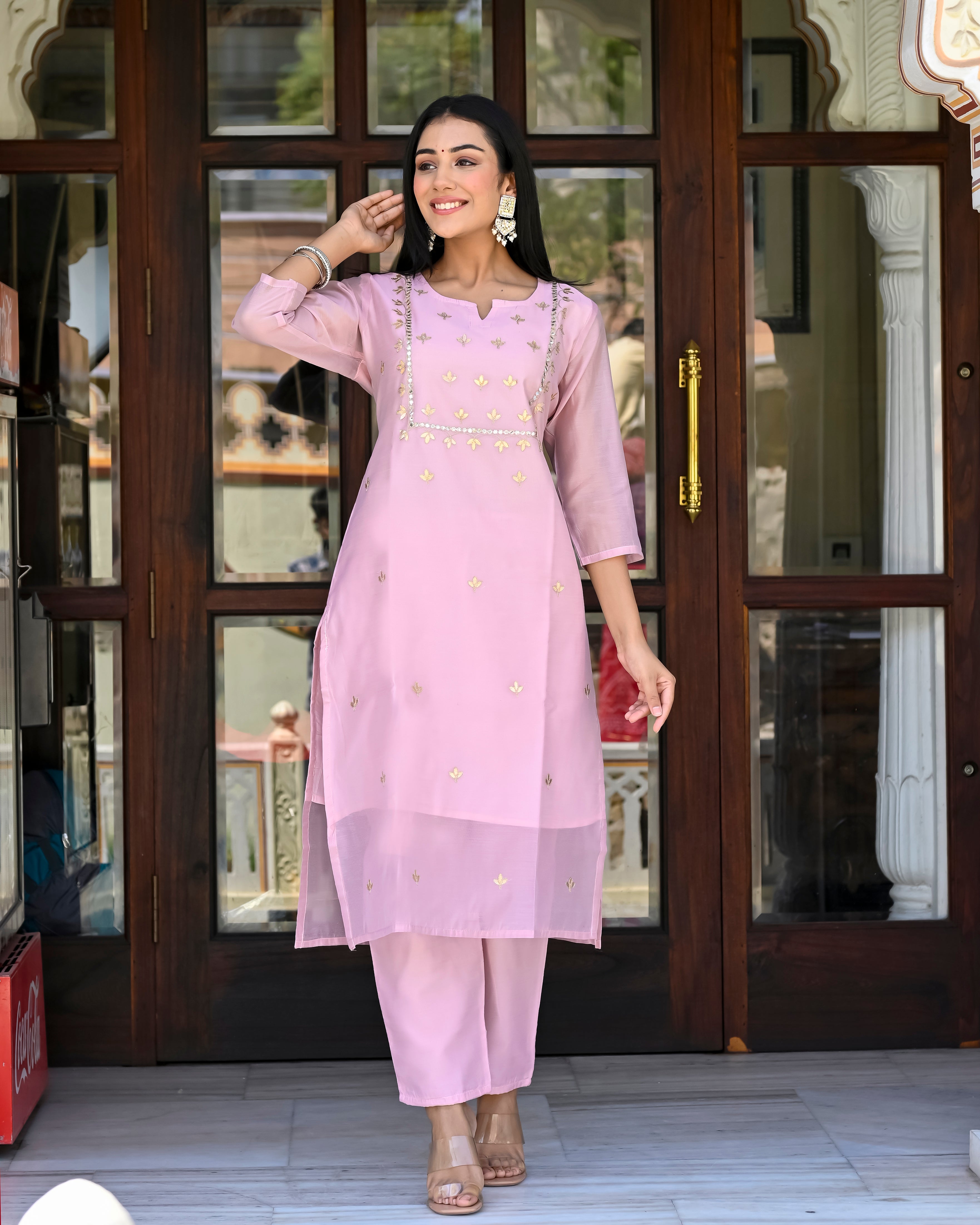 Silk Chanderi Embroidery Suit