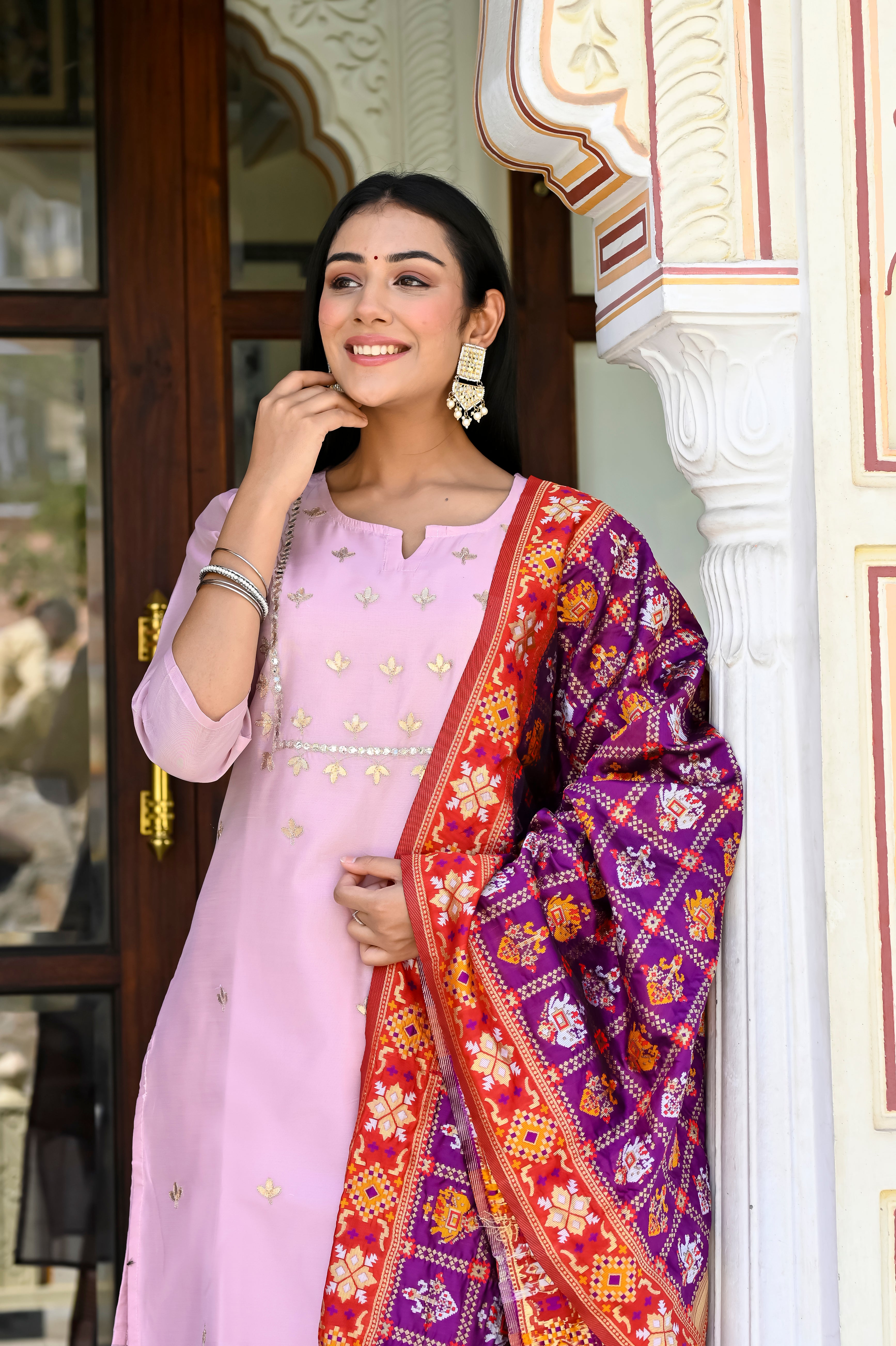 Silk Chanderi Embroidery Suit