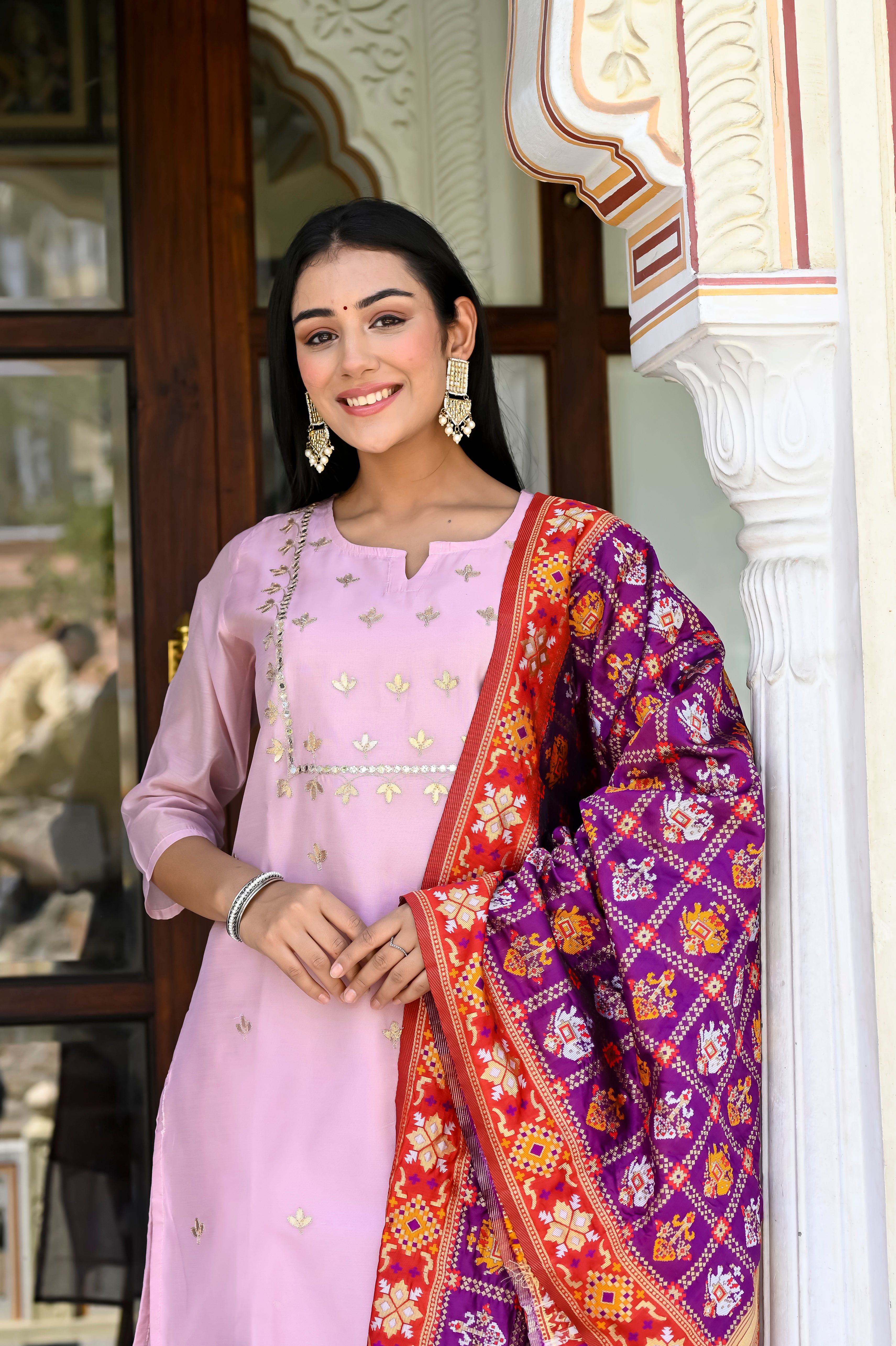 Silk Chanderi Embroidery Suit