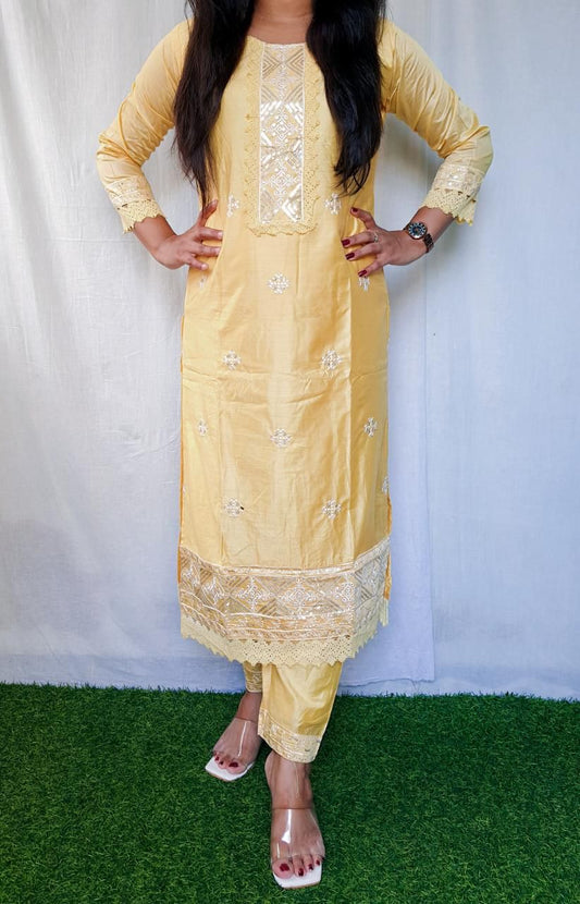 Designer women silk kurti pant set