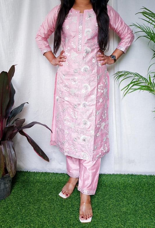 Designer party wear Silk Heavy Embroidery Suit 